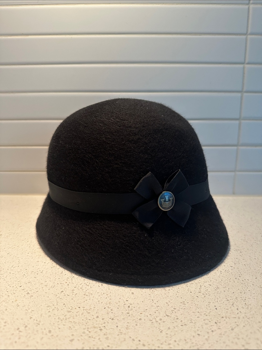 Goorin Bros Black Wool Cloche with Bow Accent